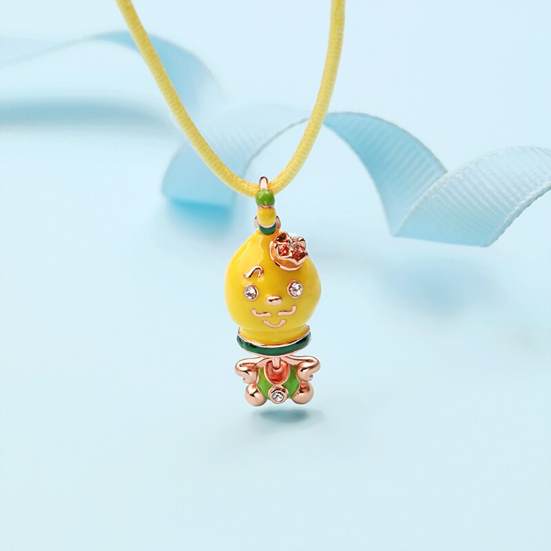 Fruit Pendant Hand Painted Enamel Collarbone Chain Necklace