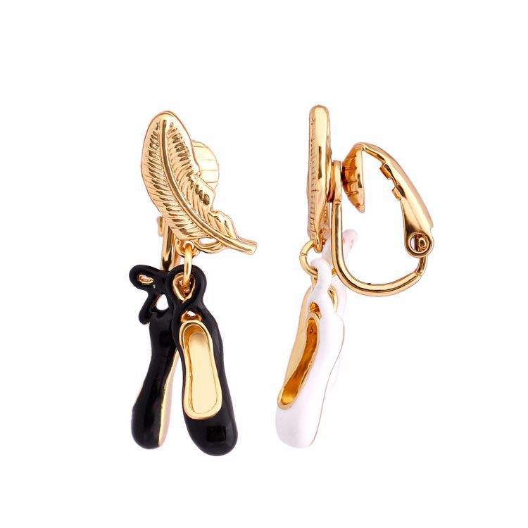 Further Ballet Dancing Shoes Enamel Earrings Stud Clip Earrings