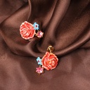 Garden Flower Series Enamel Glazed Peony Stud Earrings Zircon 925 Silver Needle