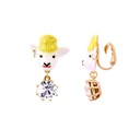 Goat Gem Enamel Earrings Jewelry Stud Clip Earrings