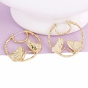 Golden Butterfly Circle Enamel Earrings Jewelry Earrings