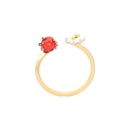 Hand Painted Enamel Australian Romantic Autumn Red Zircon Peal Ring