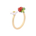 Hand Painted Enamel Australian Romantic Autumn Red Zircon Peal Ring