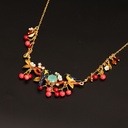 Hand Painted Enamel Flower Bird Necklace Jewelry