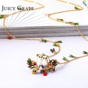 Hand Painted Enamel Flower Bird Necklace Jewelry Color Rich And Royal Style