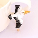 Hand Painted Enamel Glaze Cormorants Ring Adjustable Size