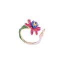 Hand Painted Enamel Glaze Flower Ring Cute Design