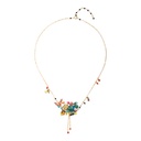 Hand Painted Enamel Glaze Flower Tassel Pendant Short Necklace