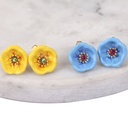 Blue Yellow Flower Enamel Earrings Jewelry Stud Earrings