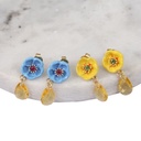 Blue Yellow Flower Enamel Earrings Jewelry Stud Earrings