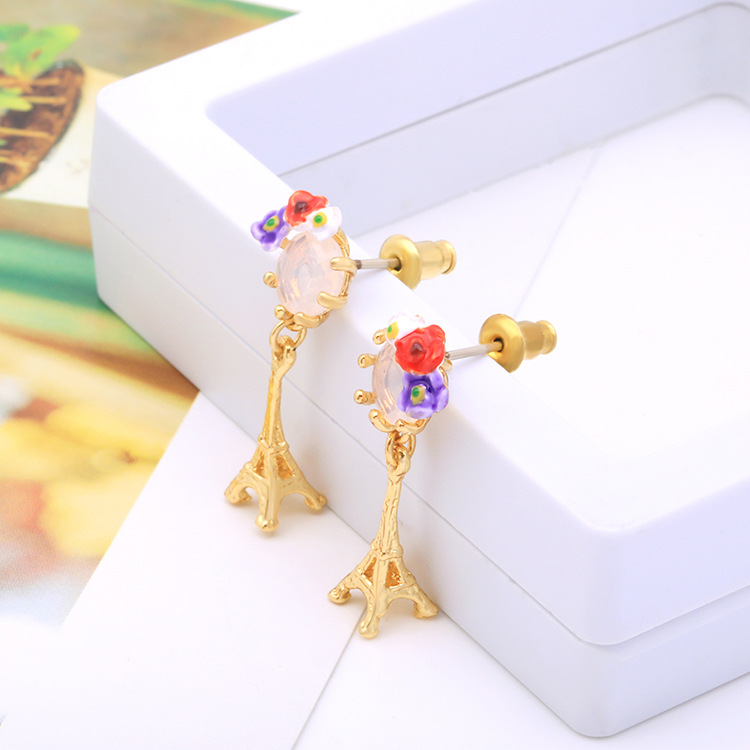 Hand Painted Enamel Glaze Flower Fairy Pink Gemstone Necklace