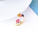 Hand Painted Enamel Glaze Purple Flower Ring