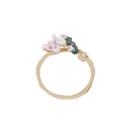 Hand Painted Enamel Glazed Cherry and Bird Ring Set Gold Plated
