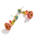 Hand Painted Enamel Glazed Cherry Sea Anemone Flower Imitation Gem Earrings