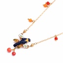 Oriole Bird Cherry Enamel Pendant Necklace