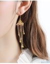 Cherry Blossom Flower Tassel Enamel Hook Earrings