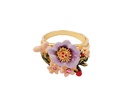 Purple Apricot Flower And Crystal Enamel Ring Jewelry Gift