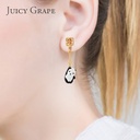 Hand Painted Enamel Glazed Cute Panda Inlaid Gem 925 Silver Needle Earrings