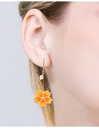 Hand Painted Enamel Glazed Peach Blossom Flower Natural Pearl Earrings