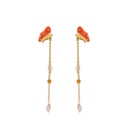 Butterfly Long Tassel Enamel Earrings Jewelry Stud Earrings