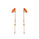 Butterfly Long Tassel Enamel Earrings Jewelry Stud Earrings