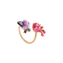 Hand Painted Enamel Ruby Ring Adjustable Size