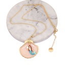 Hand-painted Enamel Glazed Mermaid Pearl Colored Shell Gilded Necklace