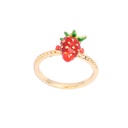 Hand Painted Enamel Strawberry Ring Adjustable Size