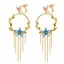 Hand-painted Flower Enamel Earrings Female Fashion long Tassel Pendant Earring