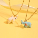 Handmade Enamel Cute Elephant Pendant Necklace Collarbone Chain