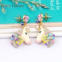 Heart Colorful Horse Head Enamel Earrings Jewelry Stud Clip Earrings