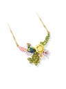 Jewelry Gilded Peacock Jewelry Enamel Glaze Flower Heart-shaped Pendant Necklace Collarbone Chain