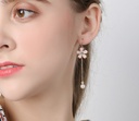 Juicy Grape Enamel Glazed Asymmetrical Cherry Blossom Flower Pearl Hook Earrings