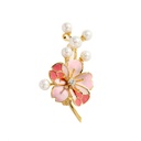 Peach Blossom Flower And Pearl Enamel Brooch
