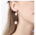 Cherry Blossom Pearl Asymmetrical Hook Earrings