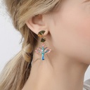 Juicy Grape Enamel Glazed Life Tree Eardrop Stud Earrings Gold Plated