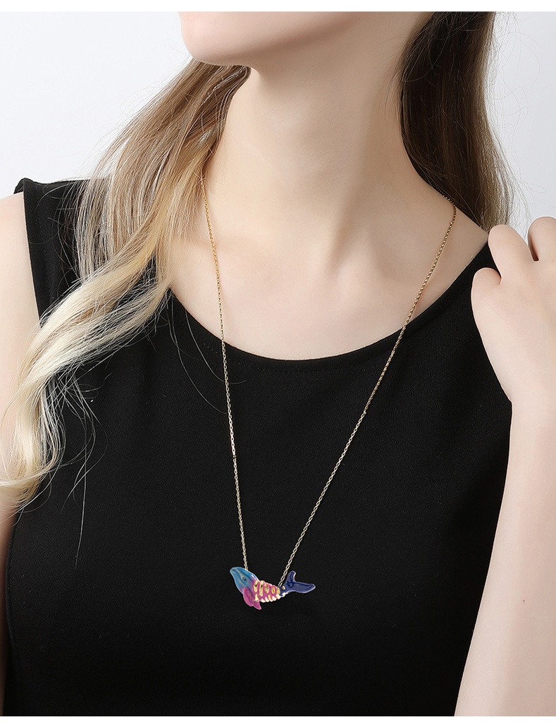 Whale Sweater Long Enamel Necklace