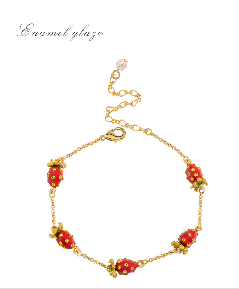 Strawberry Enamel Thin Bracelet