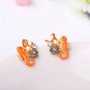 Hippocampus Enamel Earrings Jewelry Stud Clip Earrings