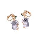 Koala Sapphire Enamel Jewelry Stud Clip Earrings