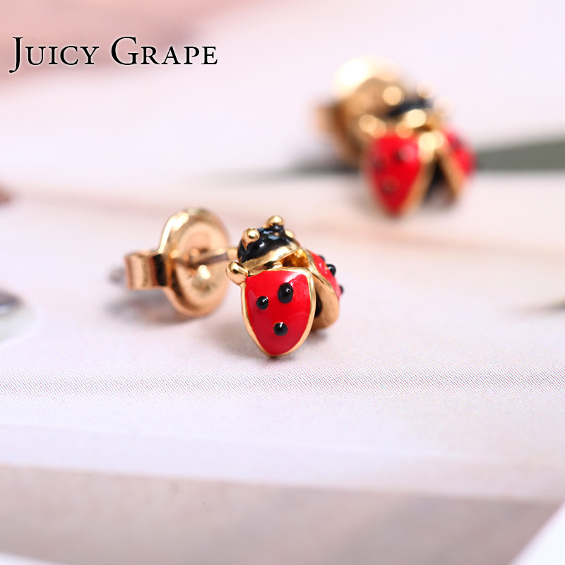 Ladybug Enamel Earrings Jewelry Stud Earrings