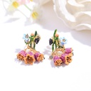 Lily of the Valley Flower Enamel Earrings Jewelry Stud Clip Earrings
