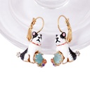 Lovely Bulldog Gem Enamel Earrings Jewelry Hook Earrings