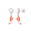 Mermaid Pearl Hide Shell Enamel Earrings Jewelry Stud Clip Earrings