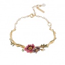 Multi-color Flower Pearl Gold Plated Jewelry Enamel Bracelet