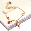 Parrot Red Flower Pendant Gold Plated Jewelry Enamel Bracelet