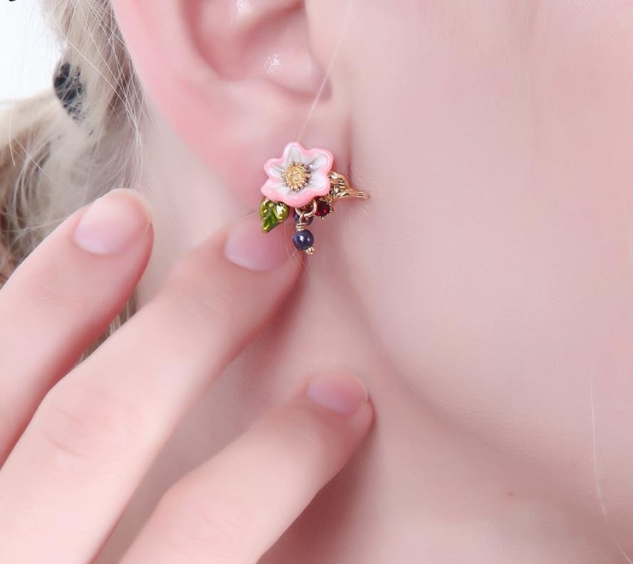 Red Ladybug Pink Gem Pendant Jewelry Enamel Bracelet