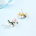 Charry Blossom Flower Enamel Earrings Jewelry Stud Earrings