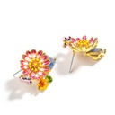 Flower And Stone Enamel Earrings