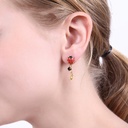 Ladybug Tassel Enamel Stud Earrings